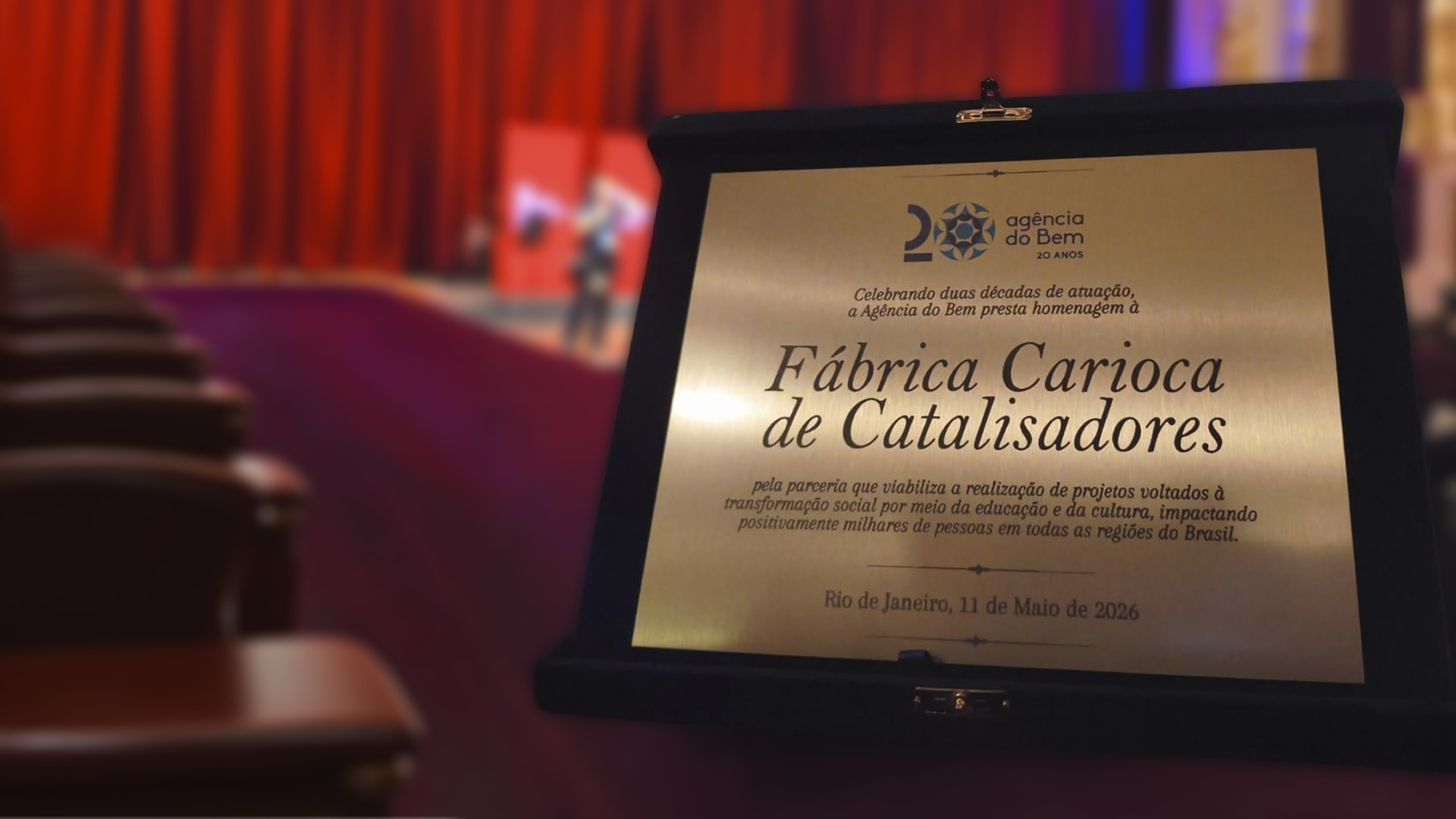 FCC S.A. é homenageada em evento de 20 anos da Agência do Bem